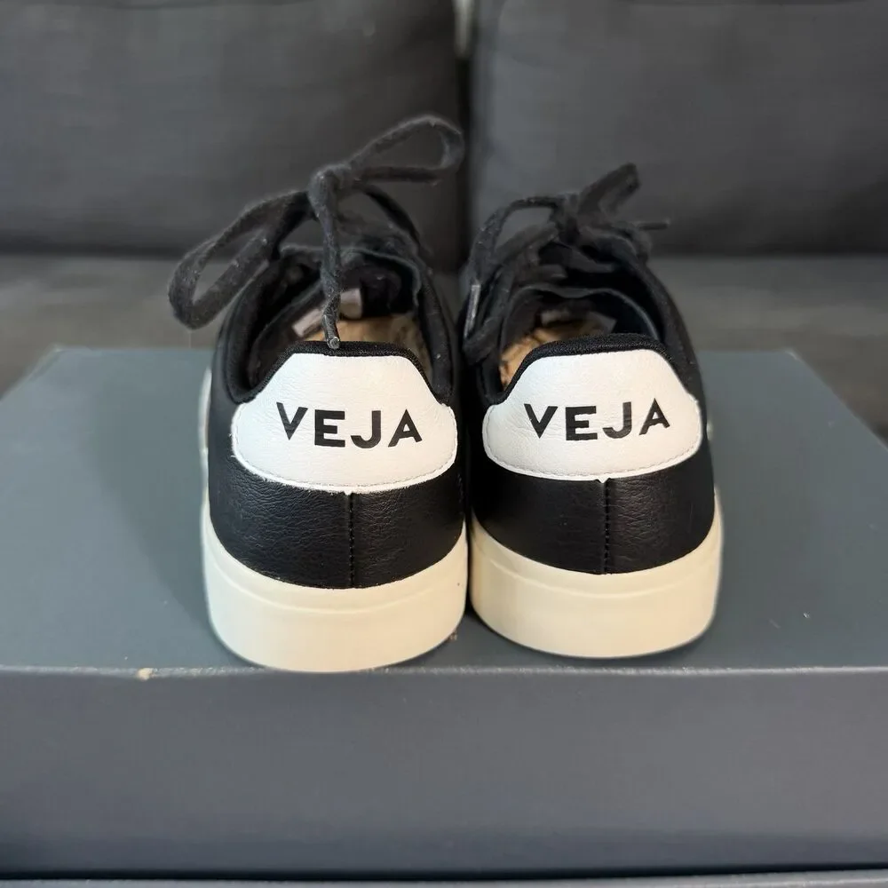 VEJA Campo Black White Leather Low Casual Shoes Sneaker Women's Size 7